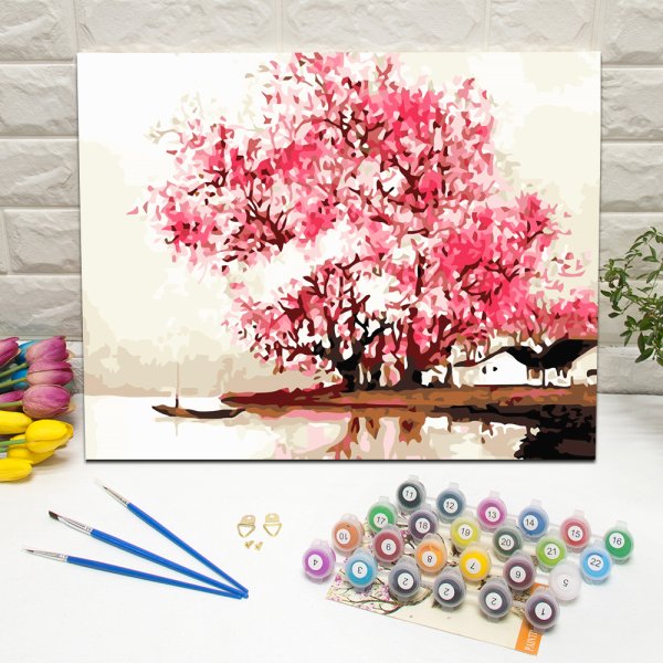 Сакура акриловыми красками на холсте