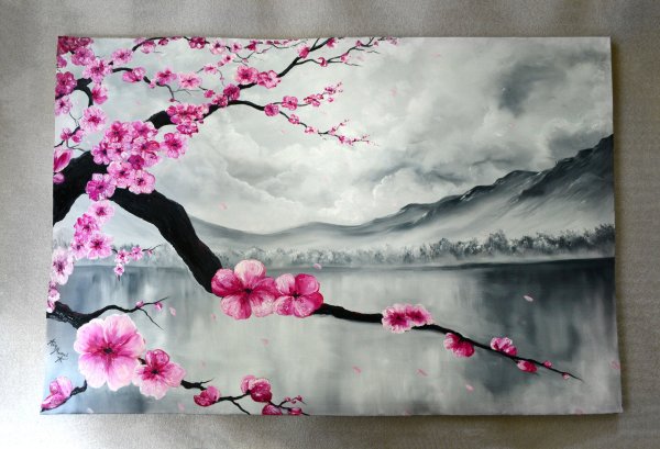 Картины акрилом Сакура