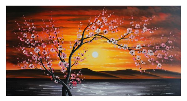 Дерево на закате акрилом