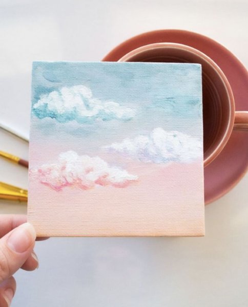 Рисование облаков акрилом