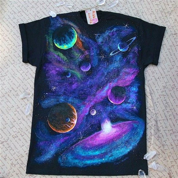 Космос акрилом на ткани