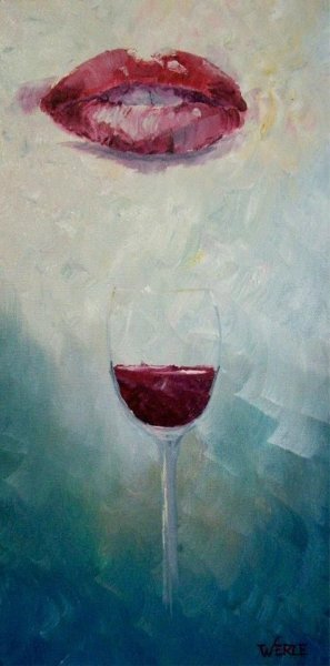 Бокал вина в руке живопись