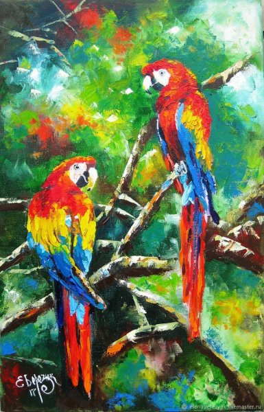 Попугай ара живопись