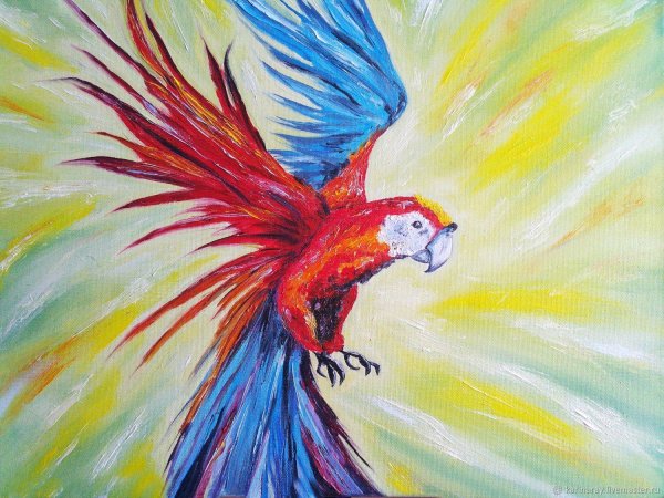 Попугай маслом