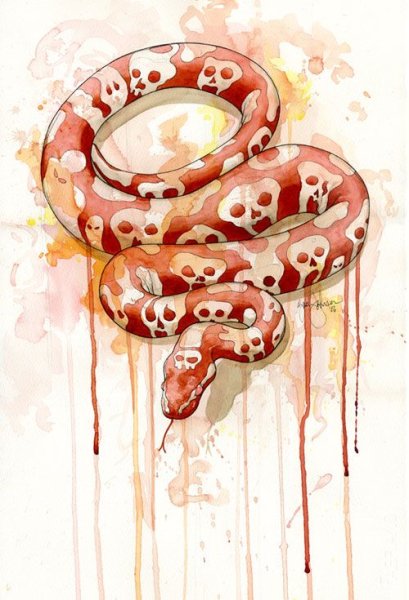 Змея акварелью