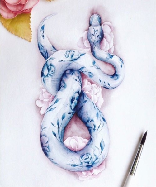 Змея акварелью