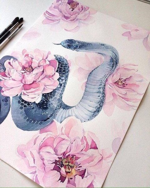 Змея гуашью