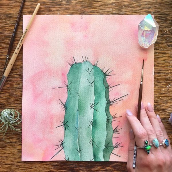 Кактус акрилом