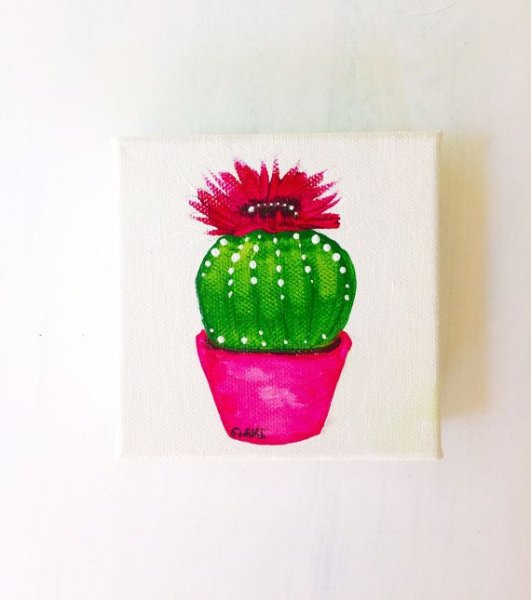 Кактусы маслом на холсте