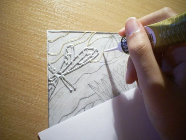 Витражи -нанесение контура -фото