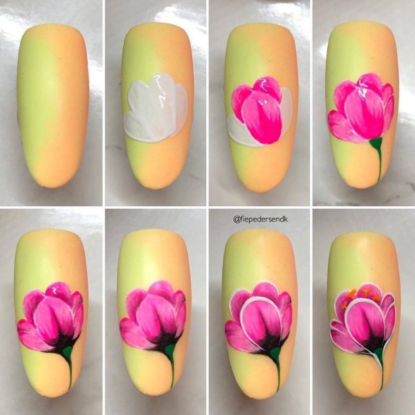 Цветы на ногтях для начинающих