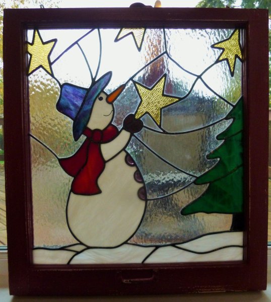 Витражи на стекле новый год