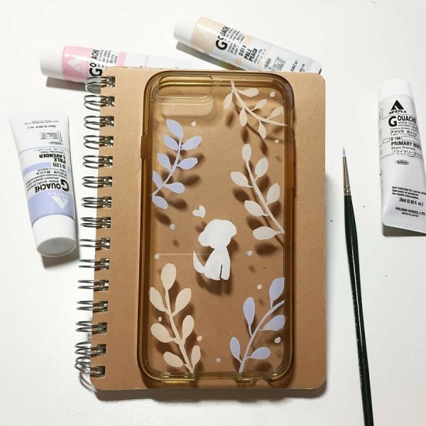 Рисунки на прозрачный чехол гуашью