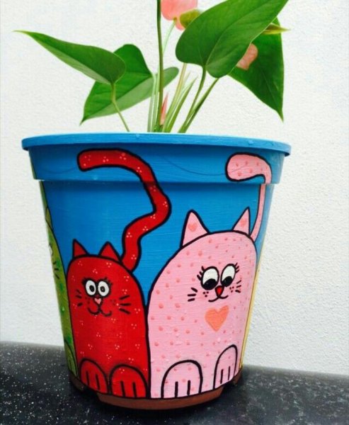 Разрисовать цветочный горшок