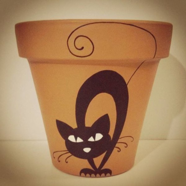 Трафареты веселых мордочек на цветочные горшки для декора
