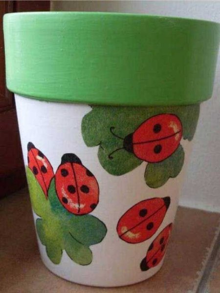 Роспись цветочного горшка