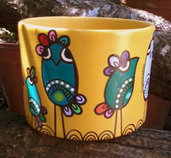 Роспись глиняных горшков акриловыми красками