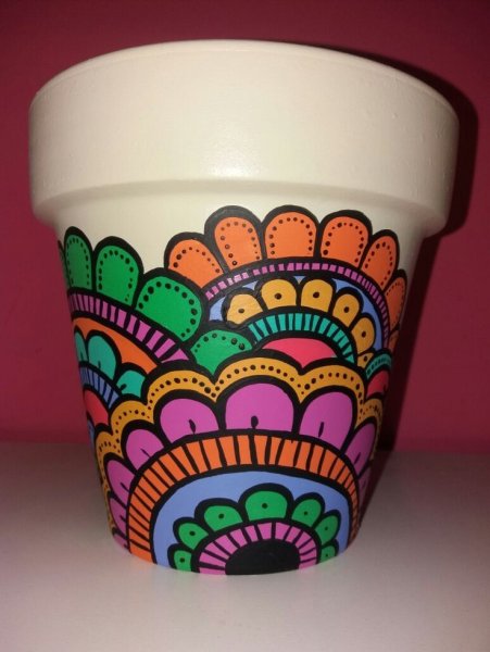 Роспись цветочных горшков