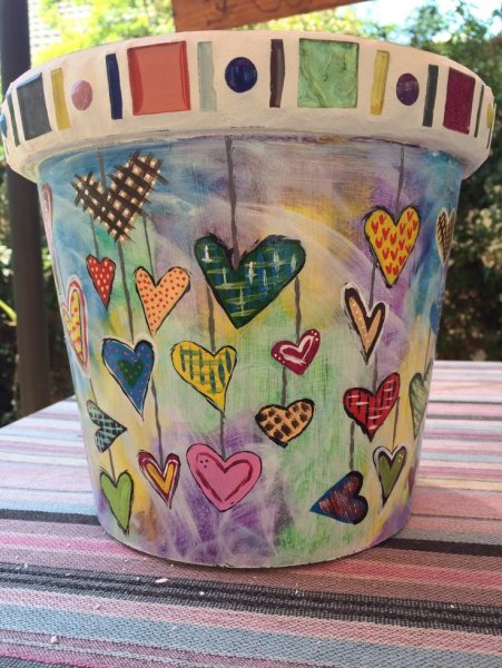 Роспись глиняных горшков акриловыми красками