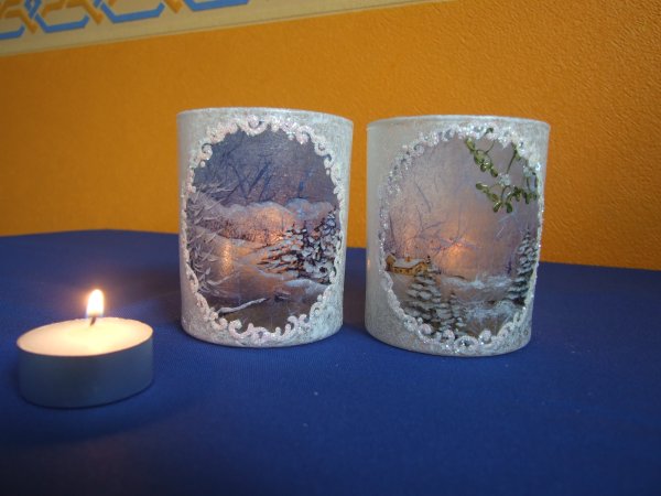 Декупаж стеклянного подсвечника