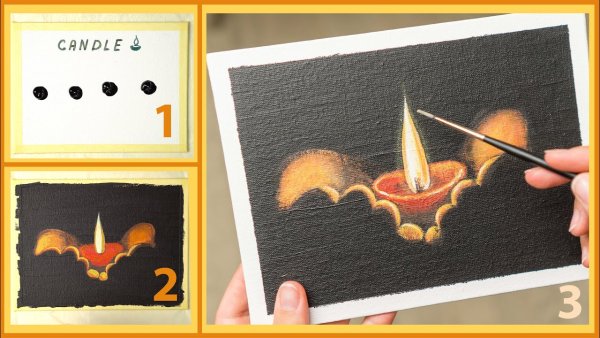 Огонь свечи гуашью