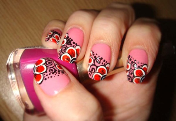 Рисунок на ногтях акриловыми красками на гель лаке