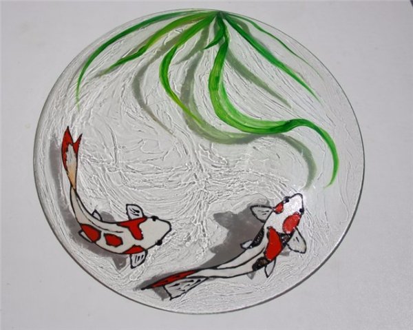 Новогодний витраж на тарелке