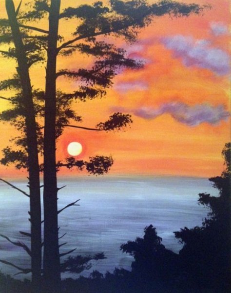 Закат гуашью