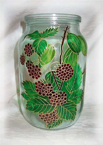 Витраж на стеклянной банке