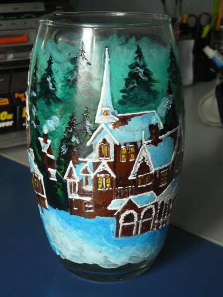 Рисование на стекле акриловыми красками