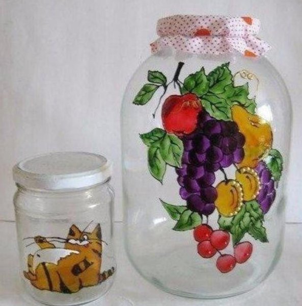 Разукрасить банки стеклянные