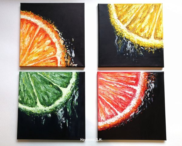 Апельсины акрилом на холсте