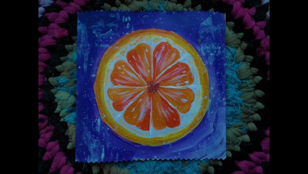 Апельсин в разрезе живопись