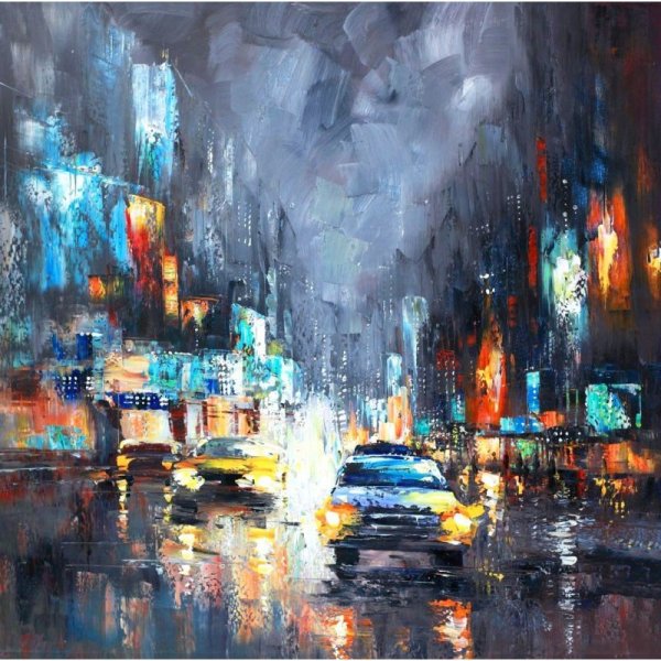 Ночной городской пейзаж живопись