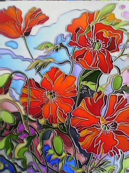 Роспись по стеклу цветы