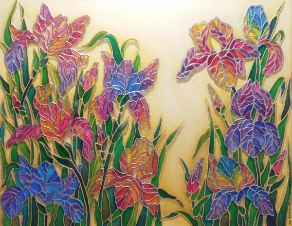 Ирисы витражными красками