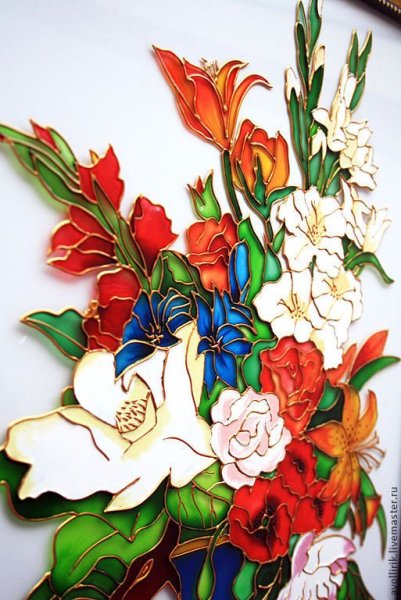 Витраж букет цветов