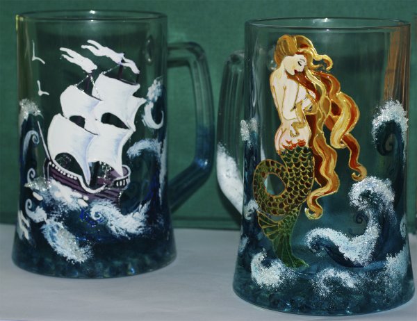 Расписанные пивные кружки