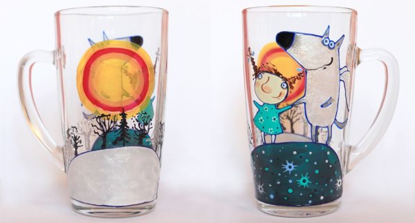 Витраж на кружке новогодний