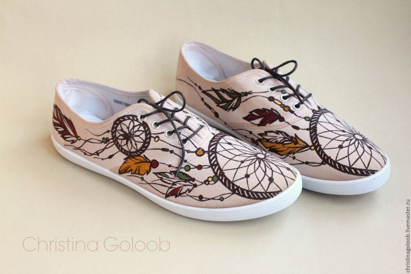 Дизайнерская кожаная обувь с росписью