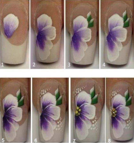 Цветы наиногтях красасми