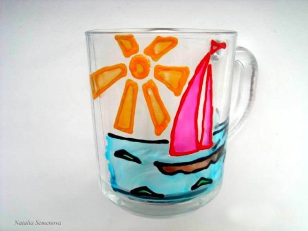 Кружка расписанная витражными красками