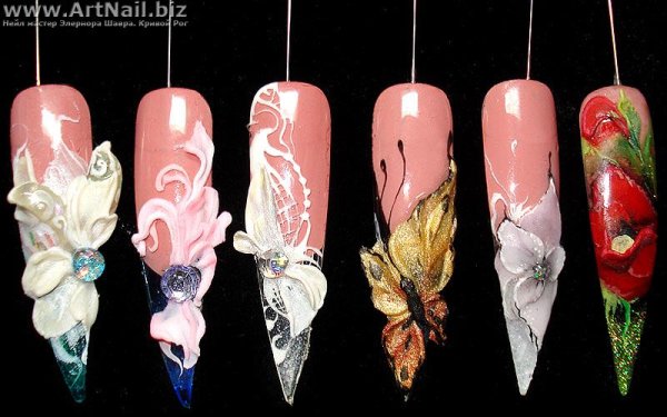 Лепные украшения на ногтях