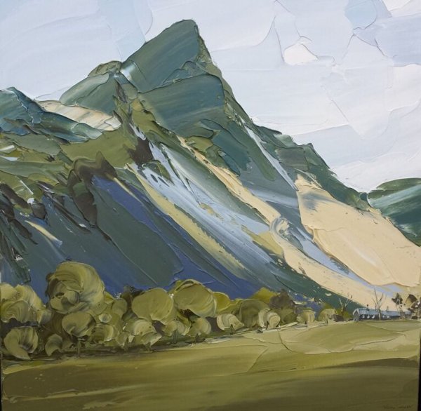 Горы пейзаж мастихином