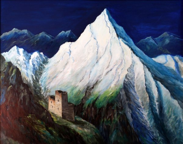 Известная картина горы Кавказа Монэ