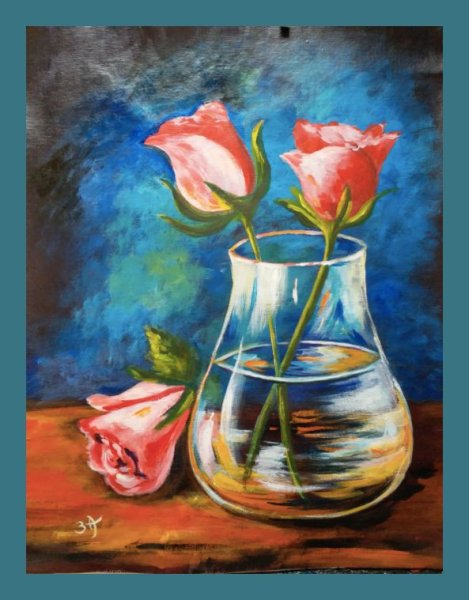 Цветы в вазе живопись акрил