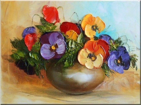 Букет цветов гуашью