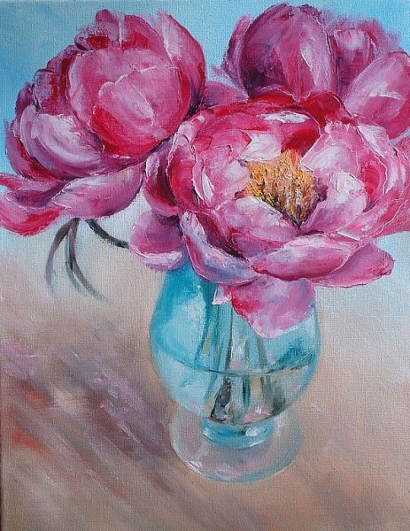 Голубые цветы живопись