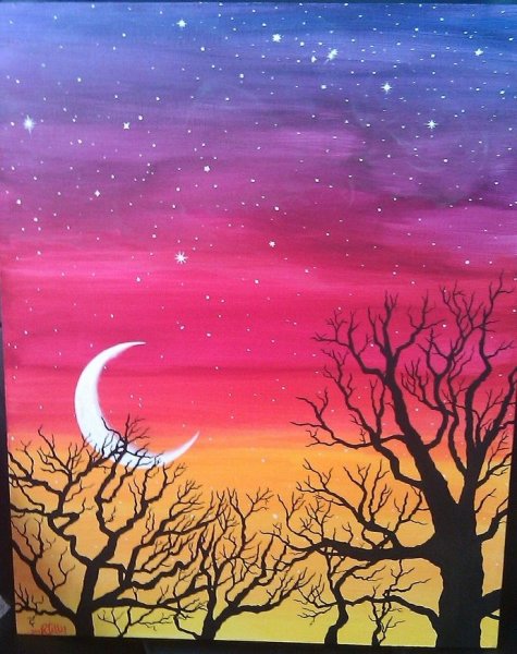 Пейзажи акрилом на холсте лёгкие