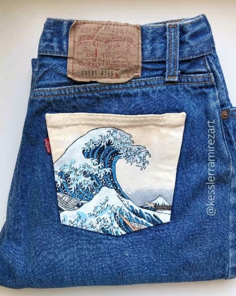 Рисование на карманах джинс